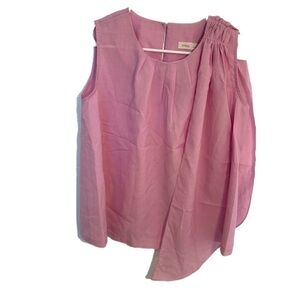 Adela Sleeveless Blouse Pleated Bow Pink Purple